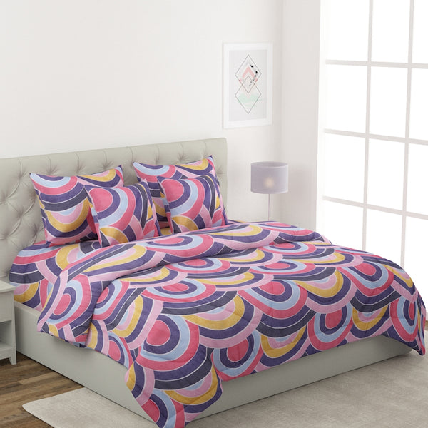 Blue & Pink 6 Pcs Geometric Patterned 210 GSM Bedding Set