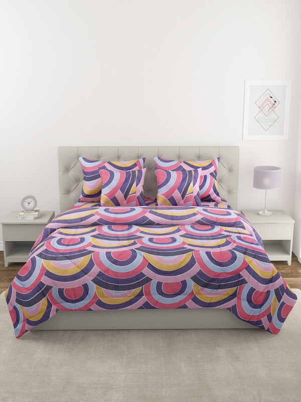 Blue & Pink 6 Pcs Geometric Patterned 210 GSM Bedding Set
