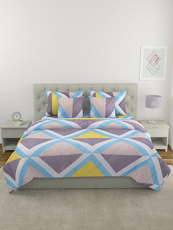 Multicolor 6 Pcs Geometric Patterned 210 GSM Bedding Set