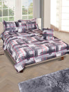 Grey & White Check Printed Cotton Double Queen Bedding Set With Pillow Cover