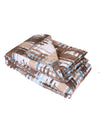 Brown & White Check Printed Cotton Double Queen Bedding Set With Pillow Cover
