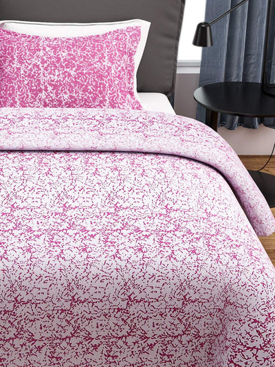 Romee Pink Abstract Patterned Double Bed Cover With 2 Pillow Covers