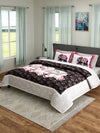 White & Red Double Bed Cover with 2 Pillow Covers