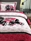 White & Red Double Bed Cover with 2 Pillow Covers