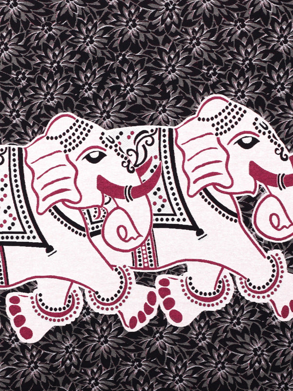 White & Red Double Bed Cover with 2 Pillow Covers