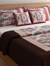 Coffee & White Double Bed Cover with 2 Pillow Covers