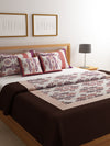 Coffee & White Double Bed Cover with 2 Pillow Covers