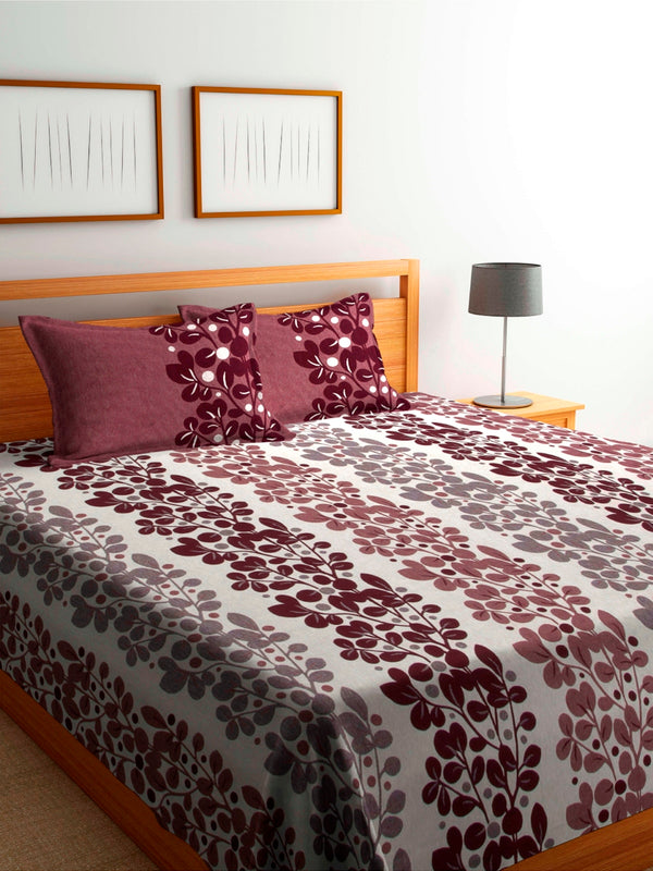 Maroon Double Bed Cover with 2 Pillow Covers