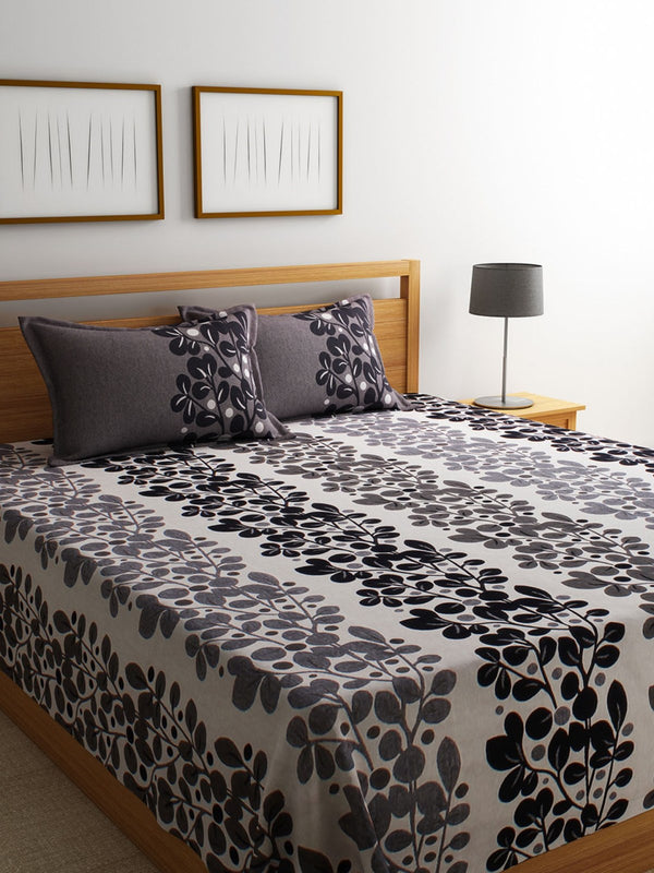 Black & Grey Double Bed Cover with 2 Pillow Covers
