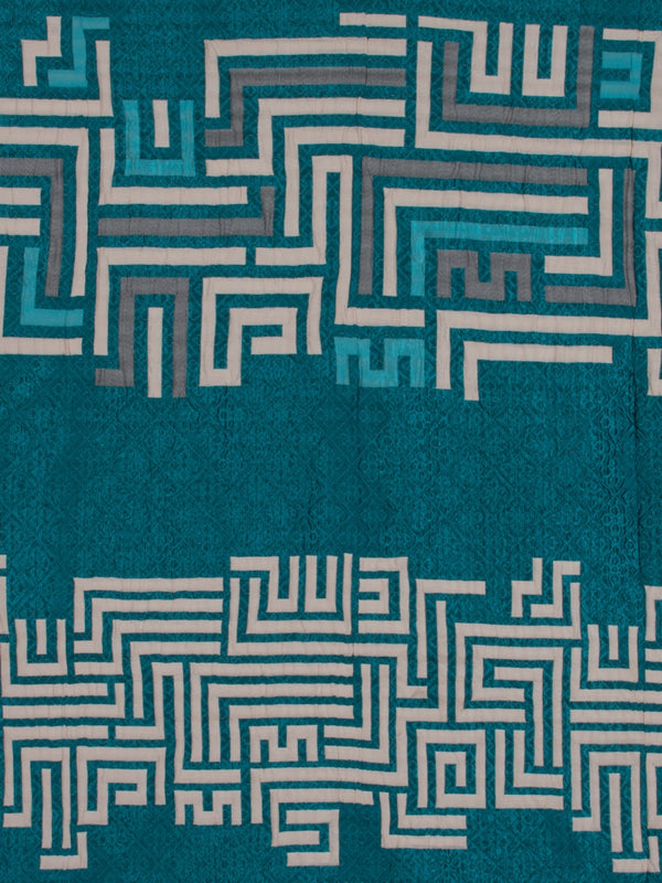 Romee Turquoise Blue Geometric Patterned Double Bed Cover With 2 Pillow Covers