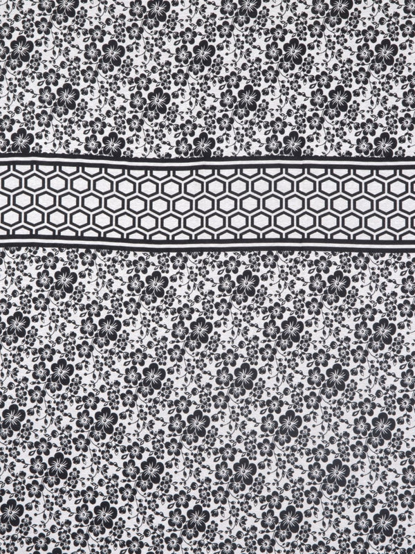 Black & Off White Double Bed Cover with 2 Pillow Covers