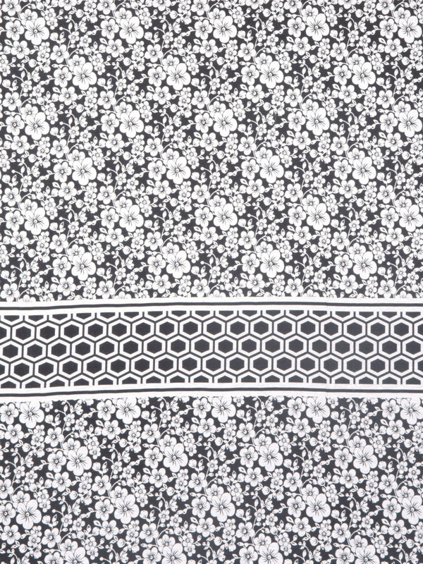 Black & Off White Double Bed Cover with 2 Pillow Covers