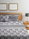 Black & Off White Double Bed Cover with 2 Pillow Covers