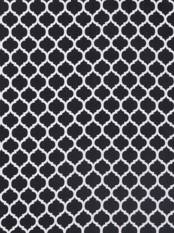 Black & Off White Double Bed Cover with 2 Pillow Covers