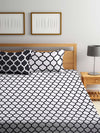 Black & Off White Double Bed Cover with 2 Pillow Covers
