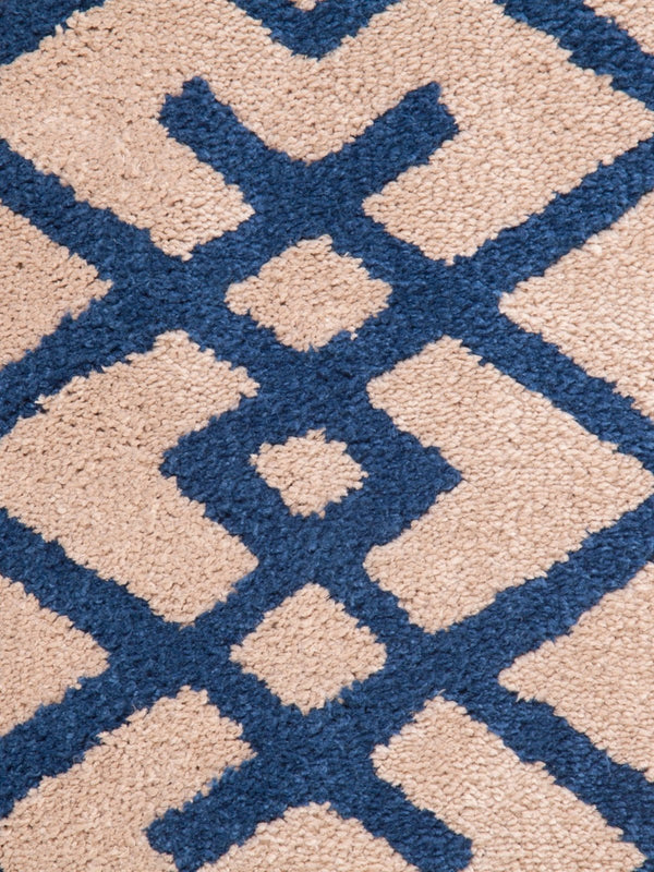 Beige & Royal Blue Microfiber Bed Runner