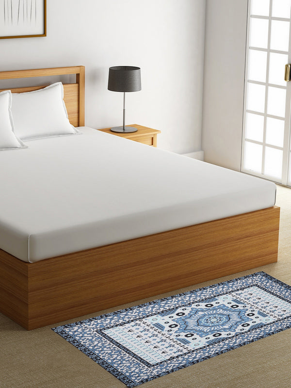 Blue Polyester Bed Runner