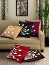 Leaves Design Floral 5 Piece Velvet Cushion Cover Set - 16" x 16", Multicolour
