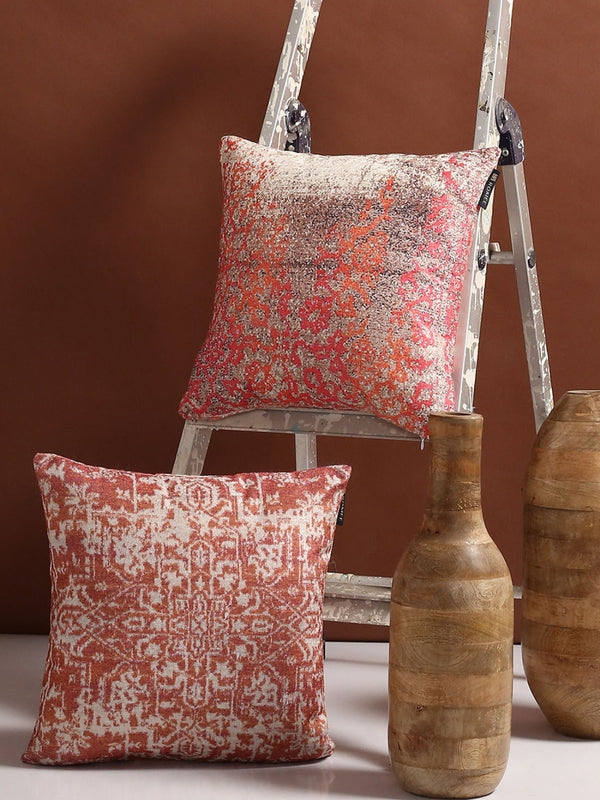 Soft Polyester Chenille Texture Abstract Cushion Cover 16x16 inch Set of 2 - Multicolor