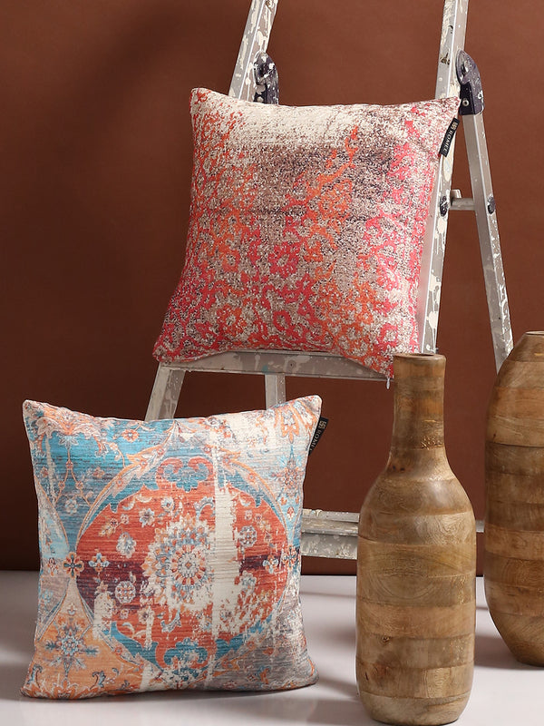 2 Piece Polyester Cushion Cover Set - 16" x 16", Multicolour
