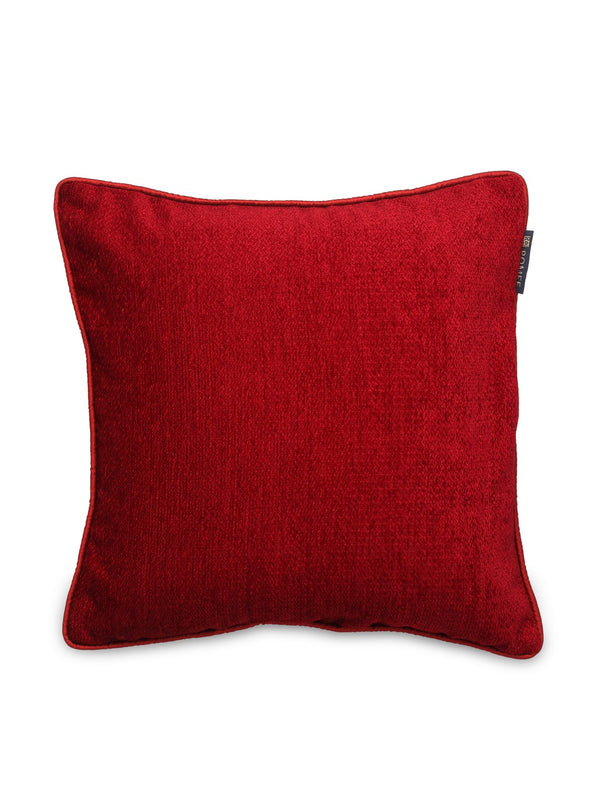 High Chenille Fabric Solid Cushion Covers - Set of 5 (Red, 16" x 16" inch)