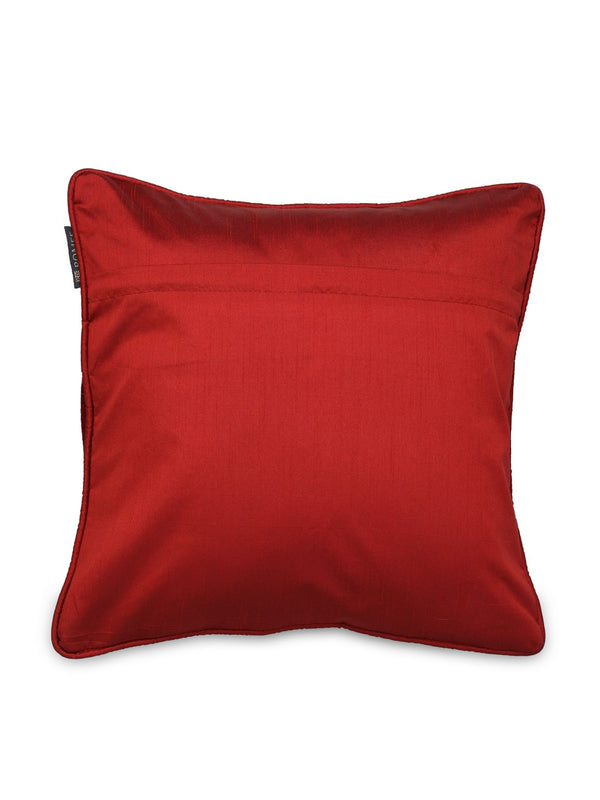High Chenille Fabric Solid Cushion Covers - Set of 5 (Red, 16" x 16" inch)