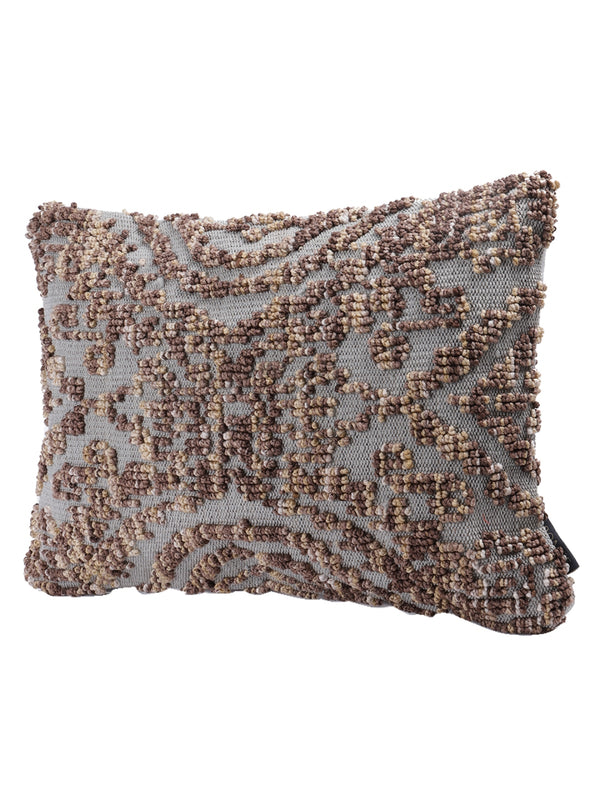 Brown & Grey Set of 2 Wool Tufted 12 Inch x 18 Inch Cushion Covers