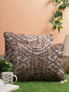 Brown & Grey Set of 2 Wool Tufted 12 Inch x 18 Inch Cushion Covers