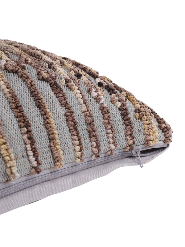 Brown & Grey Set of 2 Wool Tufted 12 Inch x 18 Inch Cushion Covers