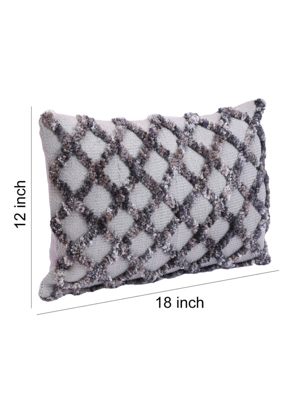 Grey Set of 2 Wool Tufted 12 Inch x 18 Inch Cushion Covers