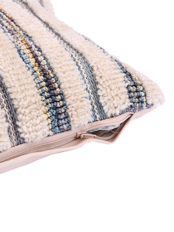 Cream & Blue Set of 2 Wool Tufted 12 Inch x 18 Inch Cushion Covers