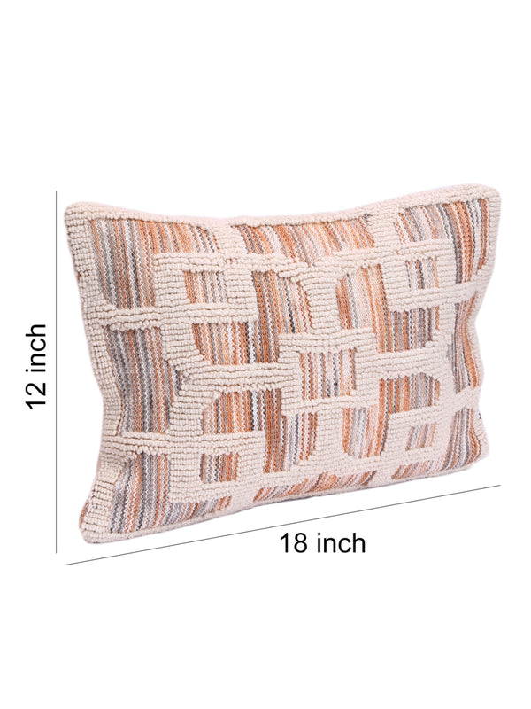 Cream Set of 2 Wool Tufted 12 Inch x 18 Inch Cushion Covers