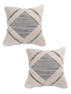 Beige & Grey Set of 2 Wool Tufted 18 Inch x 18 Inch Cushion Covers