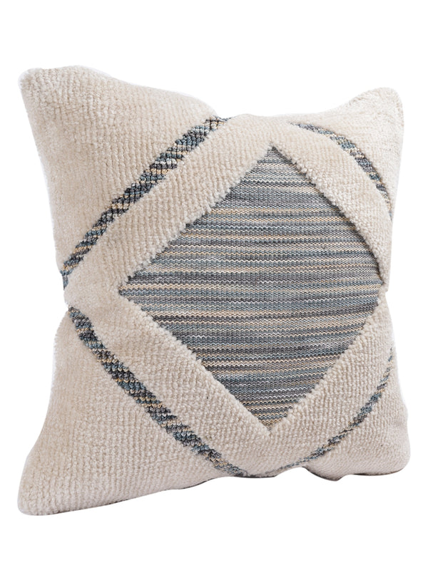 Beige & Grey Set of 2 Wool Tufted 18 Inch x 18 Inch Cushion Covers