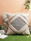 Beige & Grey Set of 2 Wool Tufted 18 Inch x 18 Inch Cushion Covers