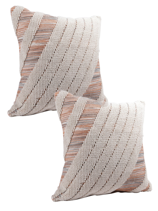 Beige Set of 2 Wool Tufted 18 Inch x 18 Inch Cushion Covers