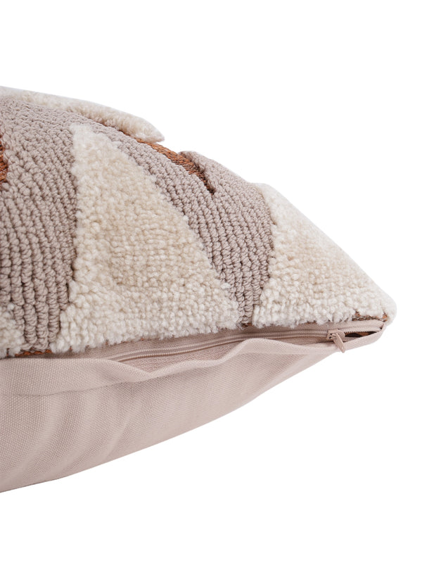 Beige Set of 2 Wool Tufted 18 Inch x 18 Inch Cushion Covers