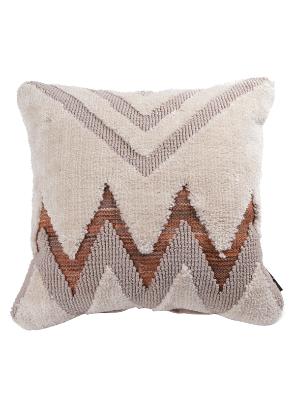 Beige Set of 2 Wool Tufted 18 Inch x 18 Inch Cushion Covers