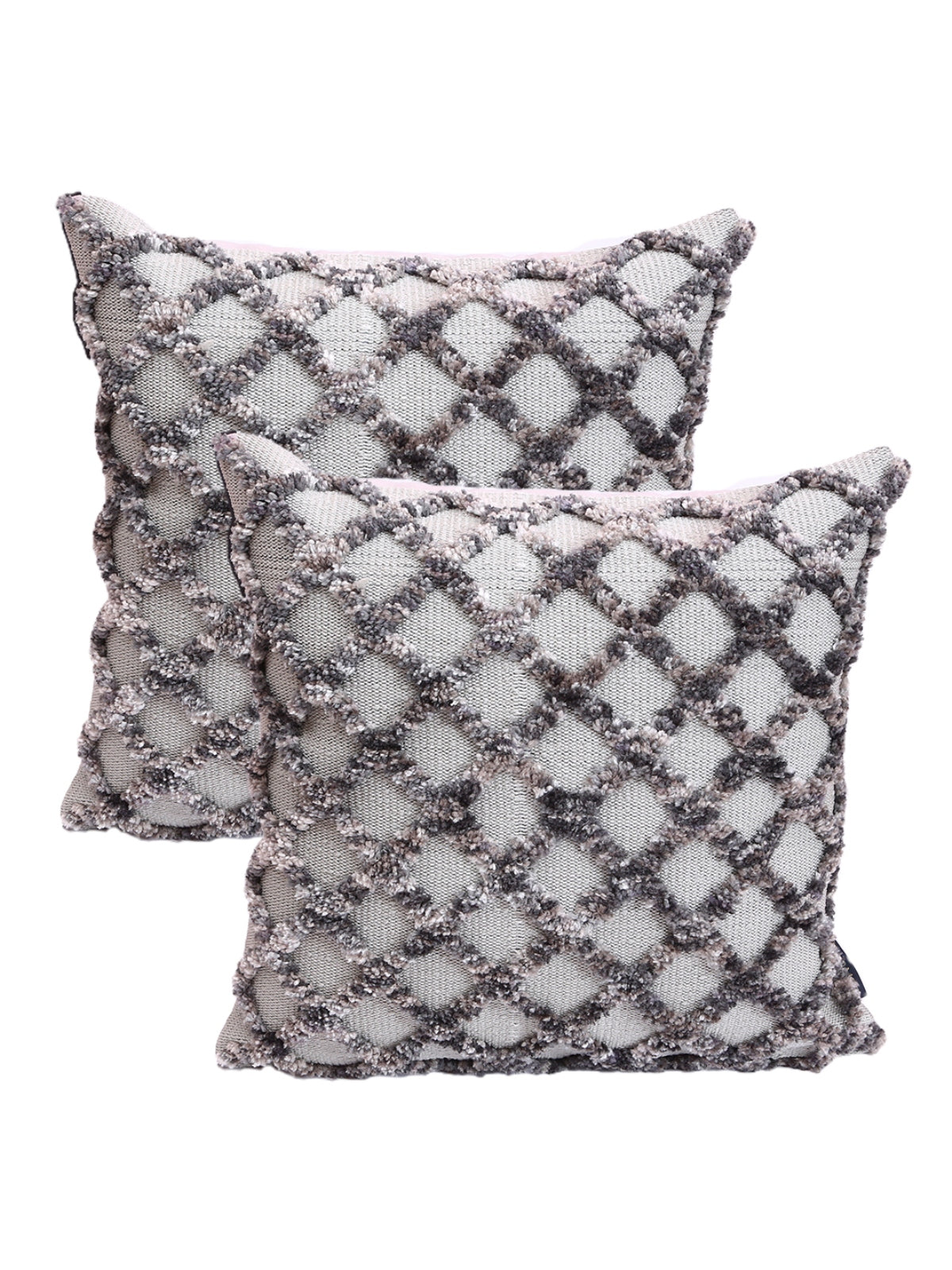 Silver Set of 2 Wool Tufted 18 Inch x 18 Inch Cushion Covers