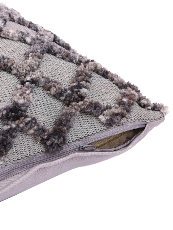 Silver Set of 2 Wool Tufted 18 Inch x 18 Inch Cushion Covers