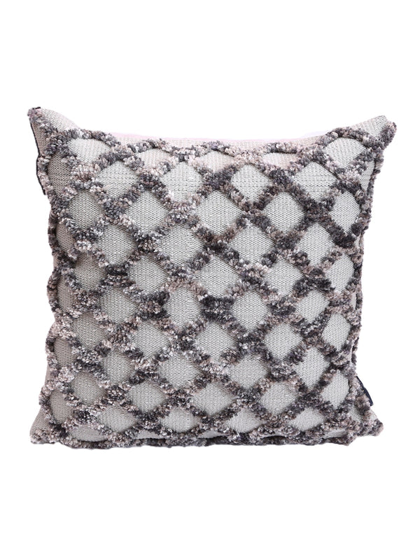 Silver Set of 2 Wool Tufted 18 Inch x 18 Inch Cushion Covers