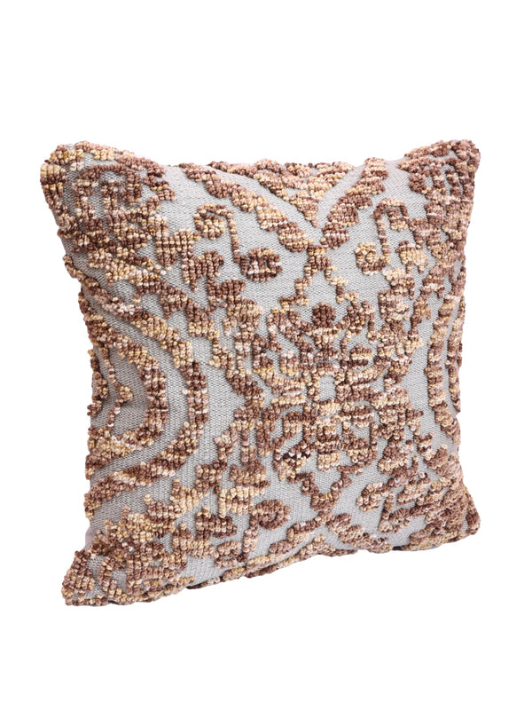 Brown & Grey Set of 2 Wool Tufted 18 Inch x 18 Inch Cushion Covers