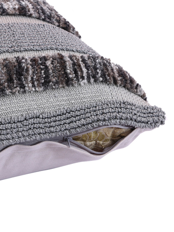 Grey Set of 2 Wool Tufted 18 Inch x 18 Inch Cushion Covers