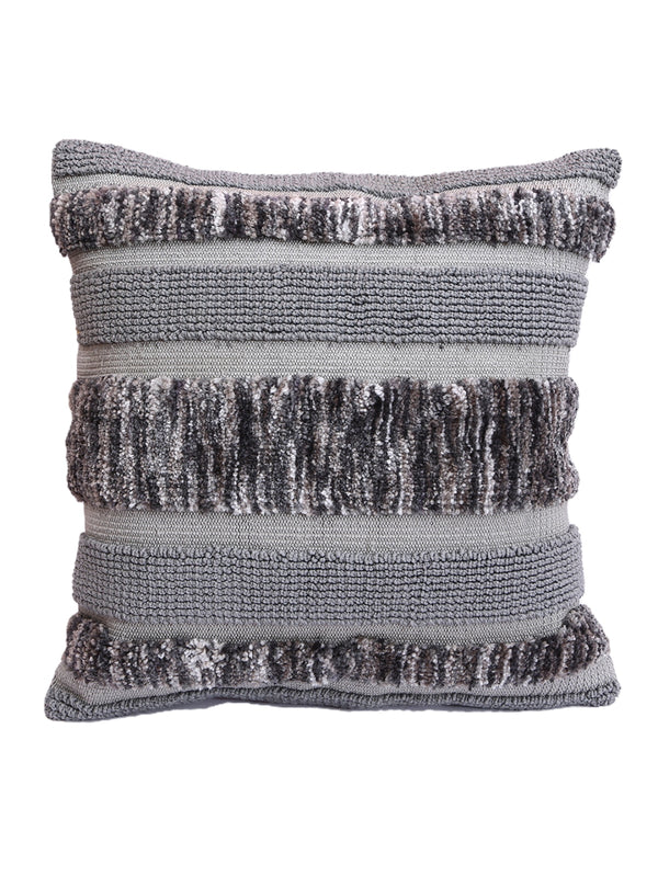 Grey Set of 2 Wool Tufted 18 Inch x 18 Inch Cushion Covers