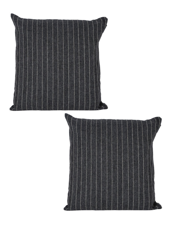 Black and Grey Set of 2 Cushion Covers 24x24 Inch