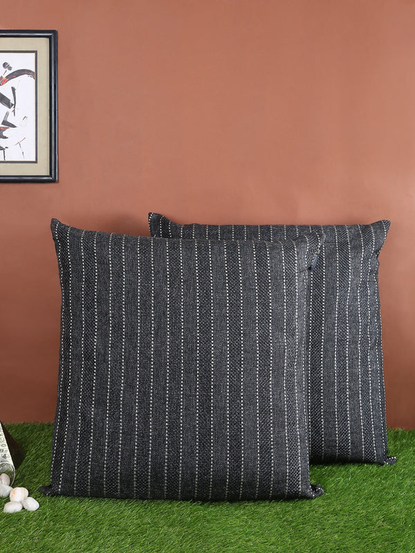 Black and Grey Set of 2 Cushion Covers 24x24 Inch