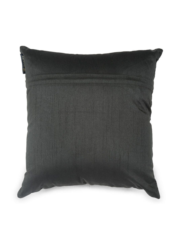 Polyester Jute Solid Plain Cushion Cover 16 inch x 16 inch, Set of 5 - Black