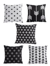 Black & White Set of 5 Velvet 16 Inch x 16 Inch Cushion Covers