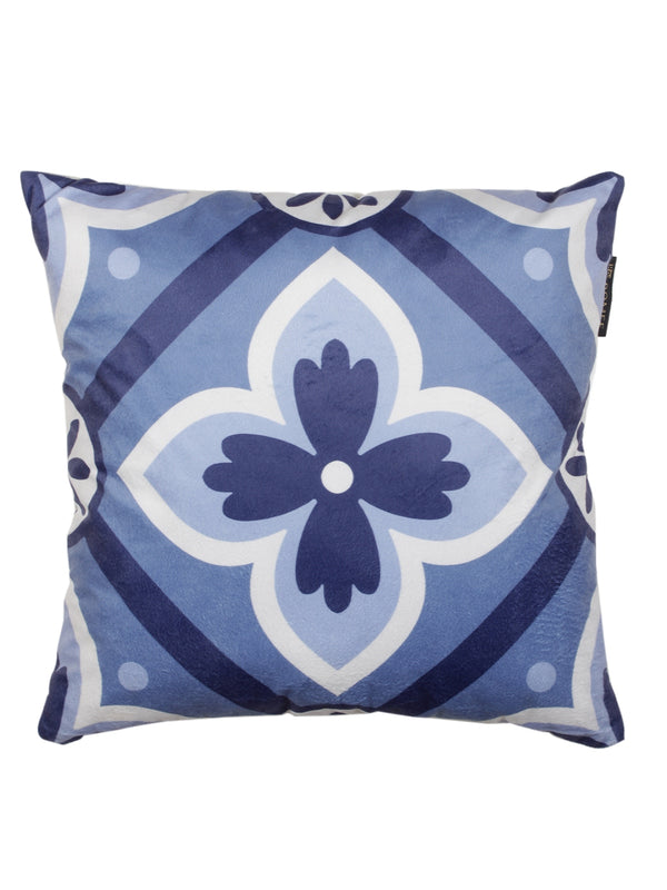 Soft Velvet Abstract Printed Throw Pillow/Cushion Cover 16x16 Set of 6 - Blue