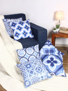 Soft Velvet Abstract Printed Throw Pillow/Cushion Cover 16x16 Set of 6 - Blue
